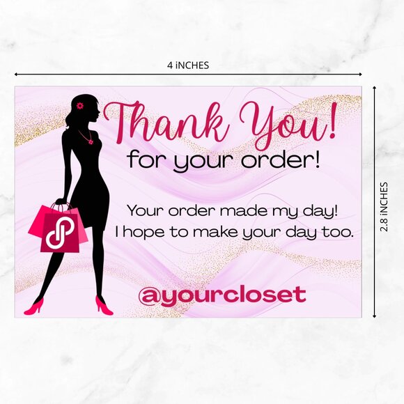 60 Poshmark Shopping Thank You Cards 4 x 2.8 - Picture 7 of 7